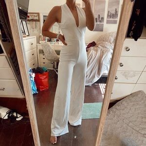 Lulus Thinking Out Loud white cross cross back jumpsuit